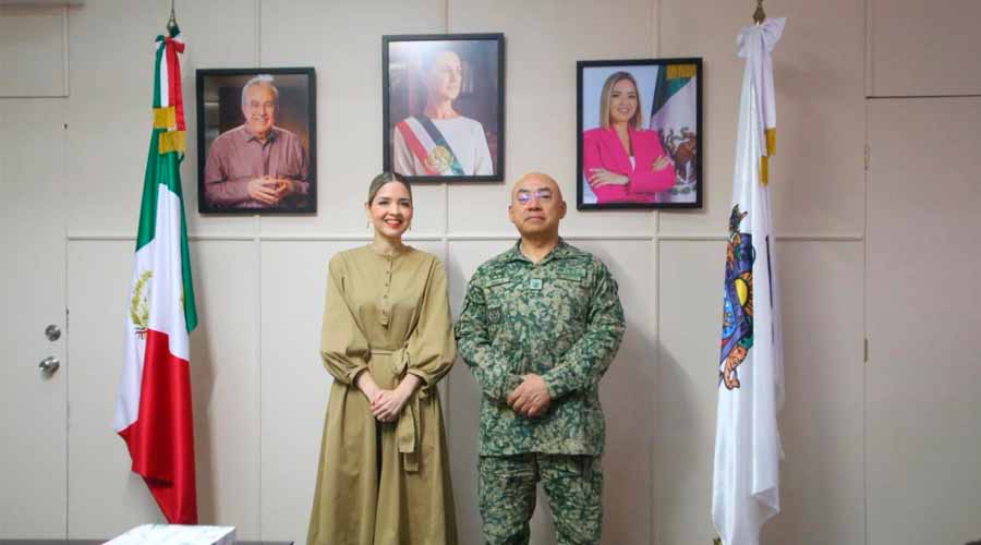 Estrella Palacios se reúne con el comandante de la Tercera Región Militar
