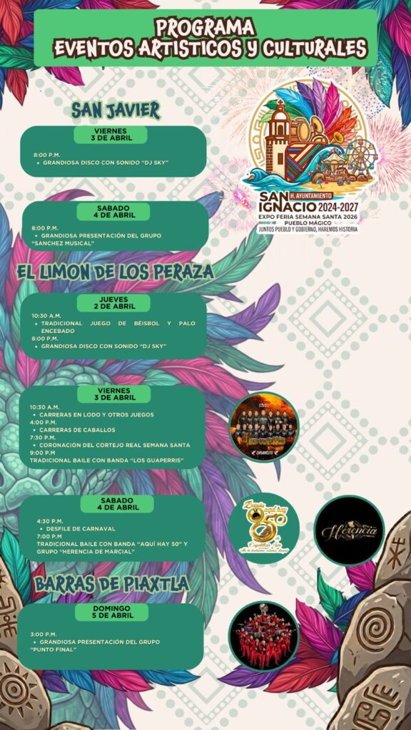 Programa de eventos artísticos y culturales de la Expo Feria.