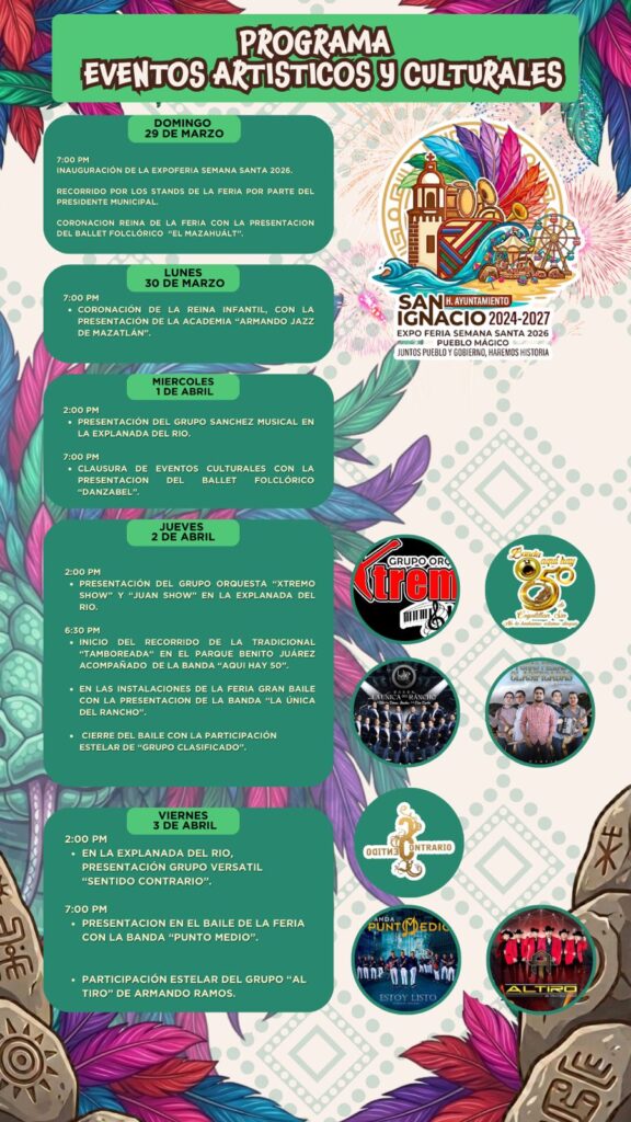 Programa de eventos artísticos y culturales de la Expo Feria.