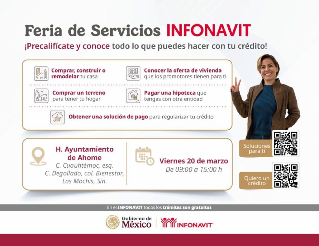 Infonavit invita a Feria de Servicios crediticios y vivienda este viernes 20 de marzo
