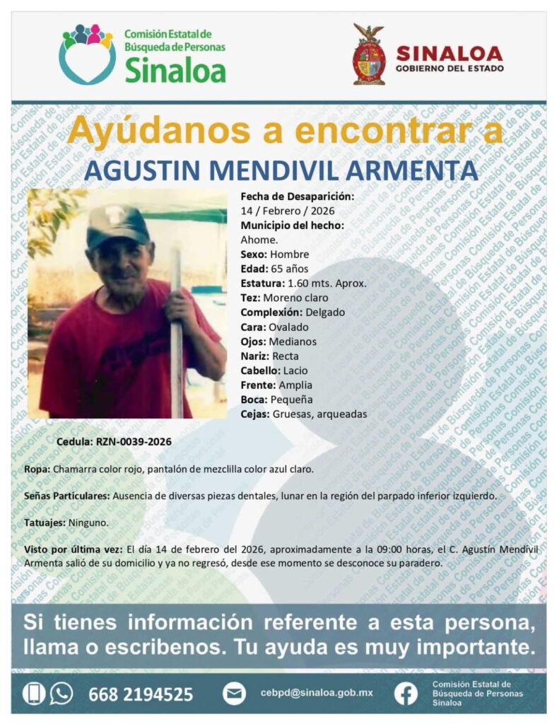 Ficha de búsqueda de una persona con información y una fotografía