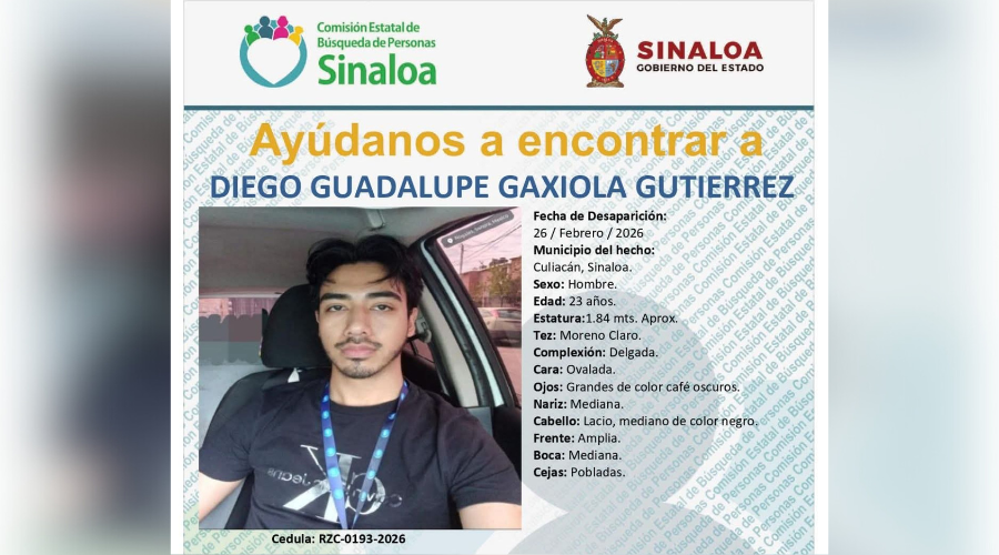 Ficha de búsqueda de una persona con información y una fotografía