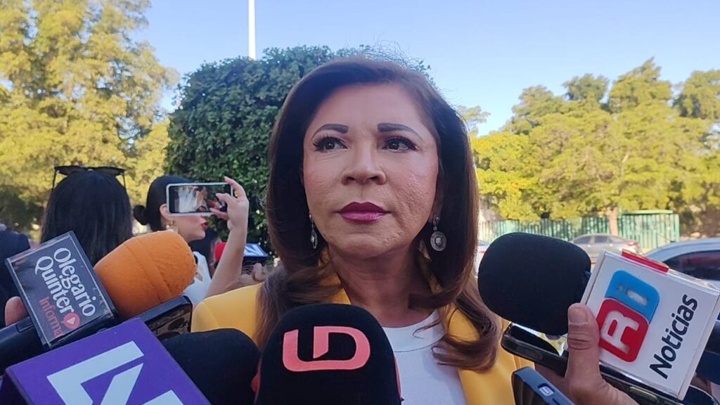 Funcionaria hablando al micrófono