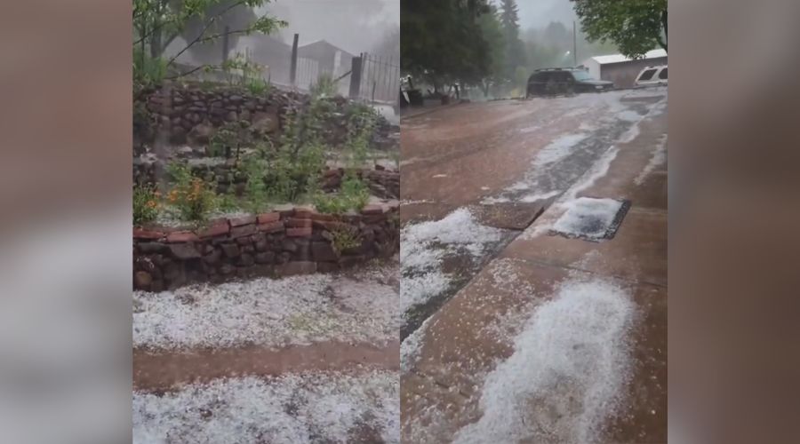 Paisaje de campo con granizo