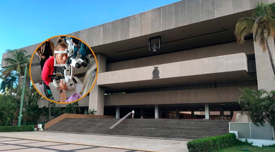 Palacio de Gobierno de Sinaloa, en Culiacán e imagen de atención a personas con cataratas