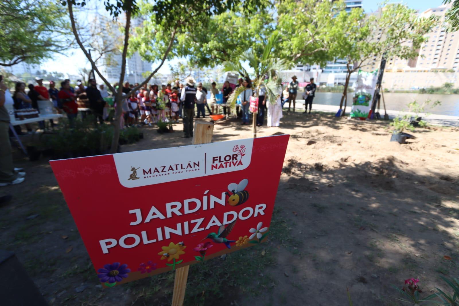 Jardín polinizador en el parque Central.