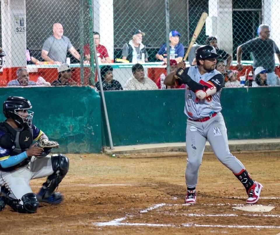 Jugador de beisbol jugando en estadio con bate en mano