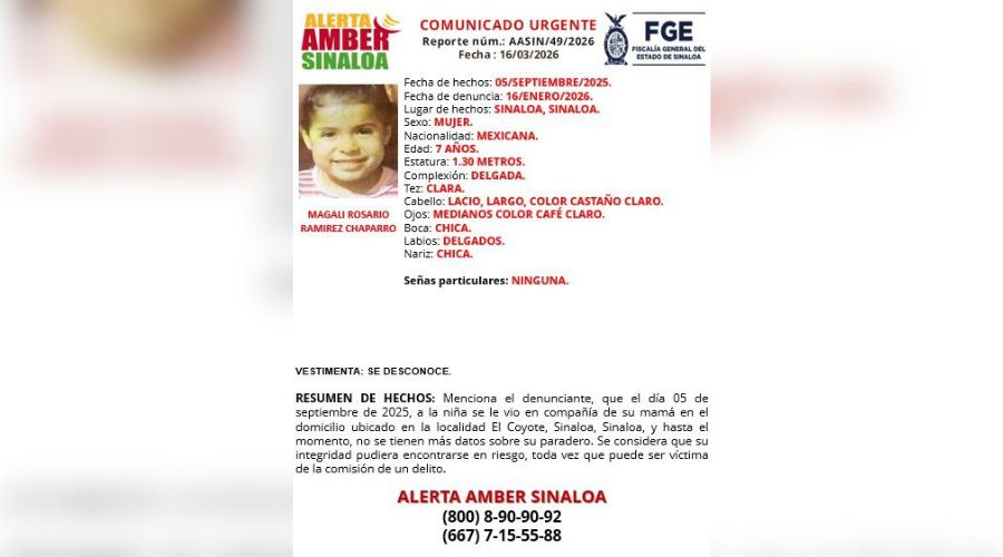 Ficha de búsqueda de una menor