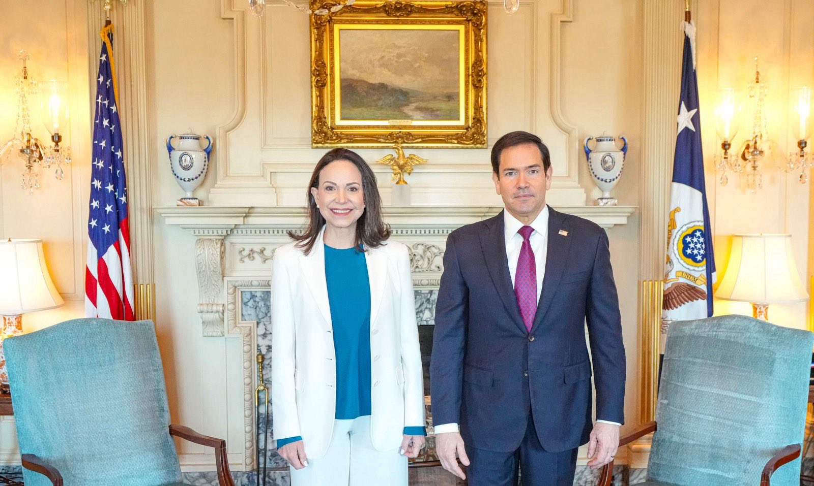 Corina Machado se reúne con Marco Rubio en Washington y destaca avances sobre transición en Venezuela