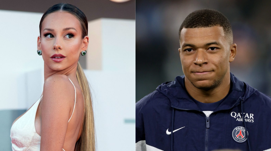 La actriz Ester Expósito y el futbolista del Real Madrid Kylian Mbappé.