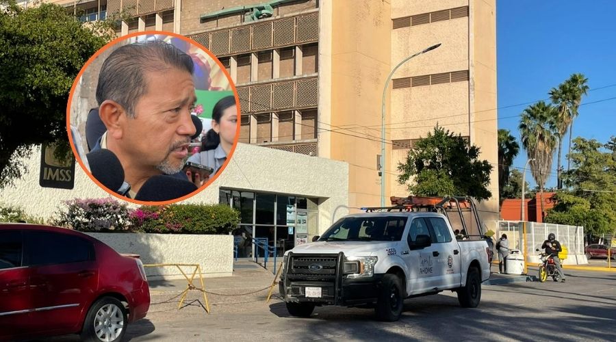 Seguro Social de Los Mochis junto a un circulo con Mario Cosme Gallardo