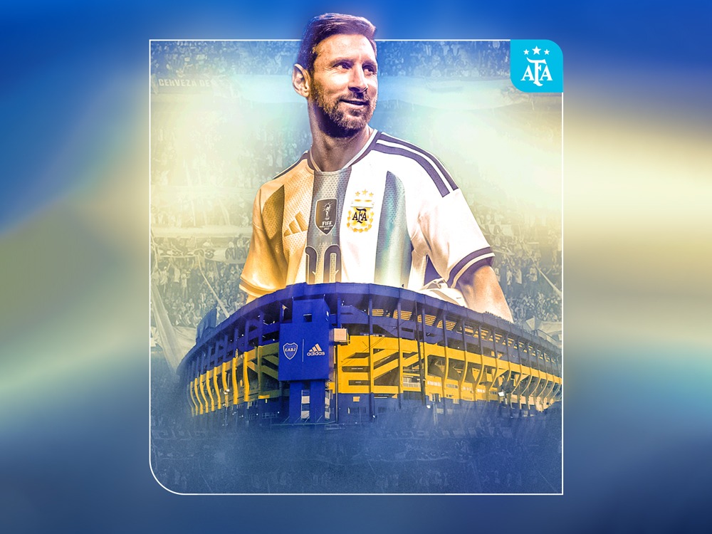 Imagen de Messi editada con fondo azul