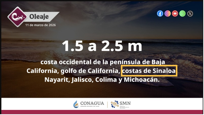 Imagen con información del oleaje en la zona costera del paìs