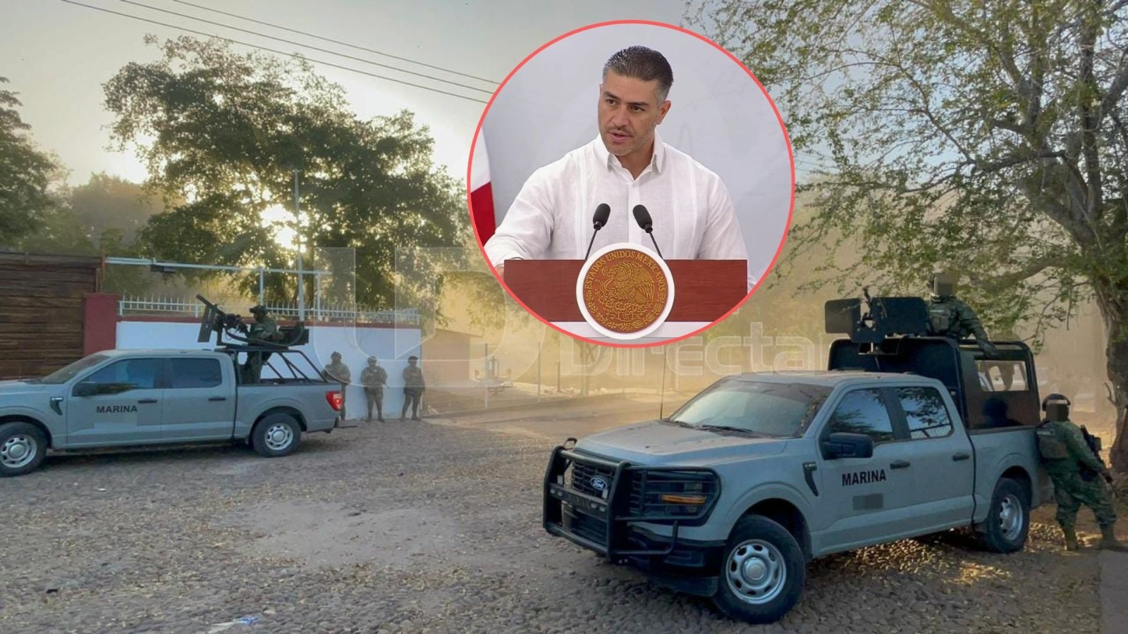 Omar García Harfuch y unidades de seguridad