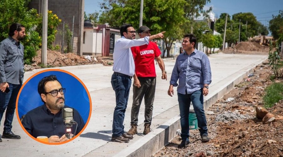 Pavimentación de calle y Juan De Dios Gámez en un círculo