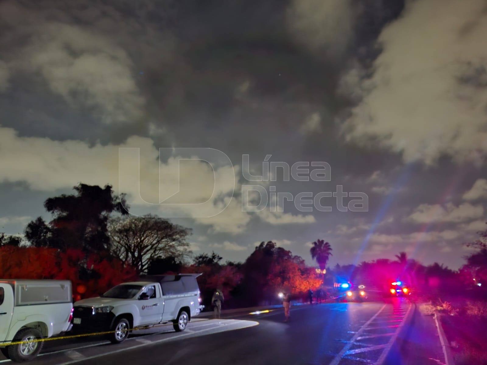 patrullas con luces encendidas en la noche