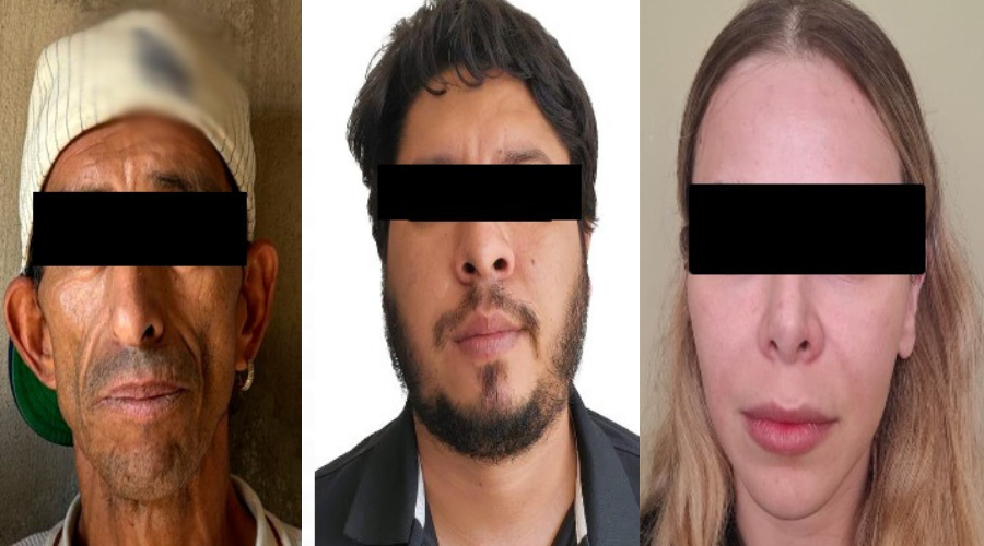 Tres personas con cintillo negro en los ojos