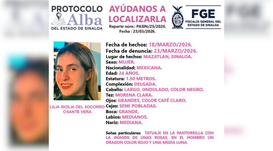 Ficha de búsqueda del Protocolo Alba a Lilia Sicilia