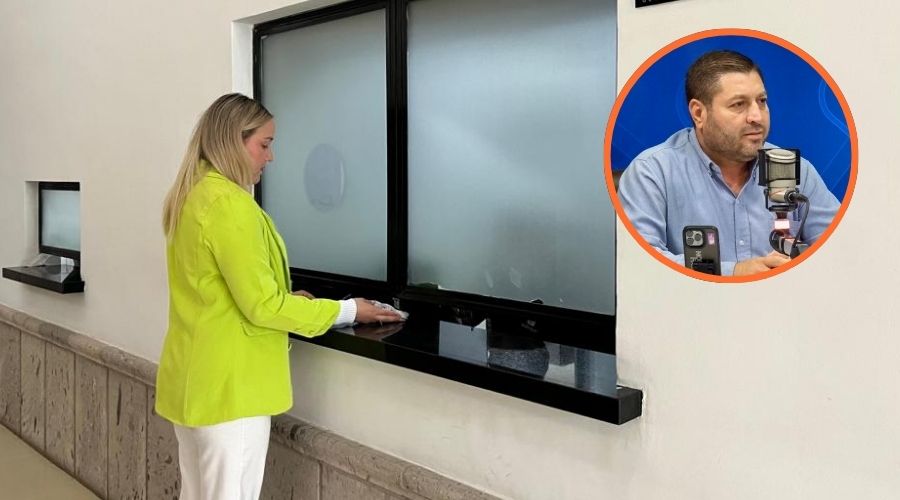 Caja del predial de Badiraguato junto a un circulo con el alcalde de badiraguato