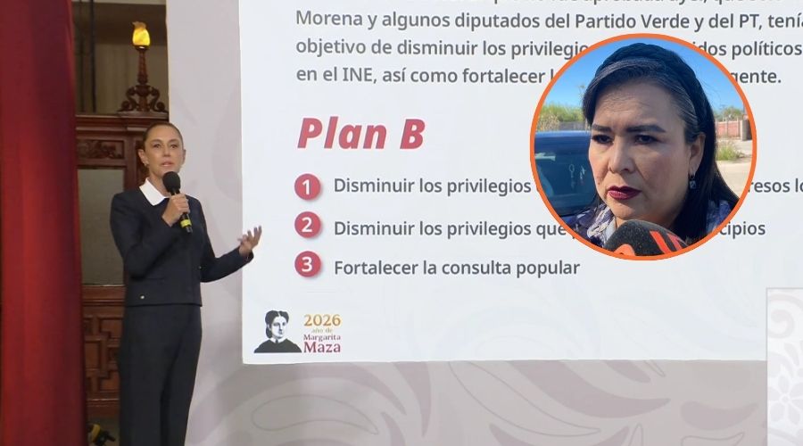 Presentación de Claudia Sheinbaum durante la mañanera junto a un circulo con Ana Ayala