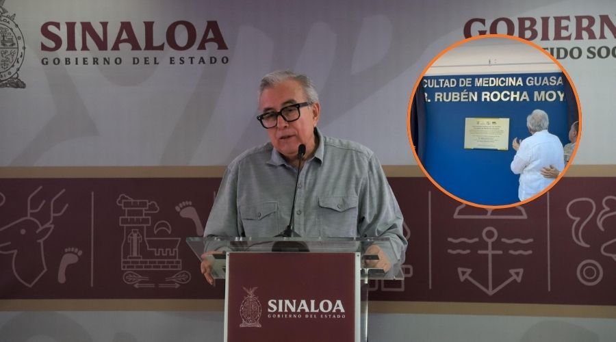 En grande Rocha Moya durante semanera, en circulo desvelan nombre de facultad de medicina Guasave