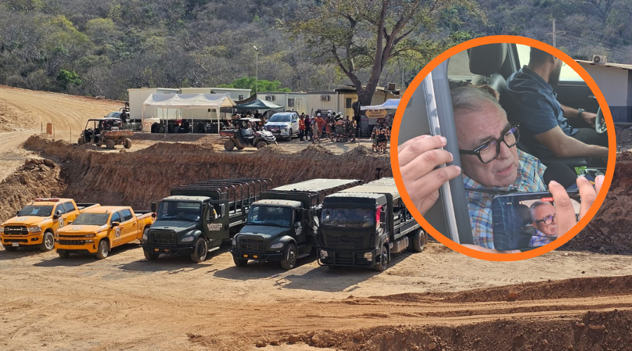 Rubén Rocha Moya llega a la mina de Rosario tras incidente del que cuatro mineros es´tan atrapados