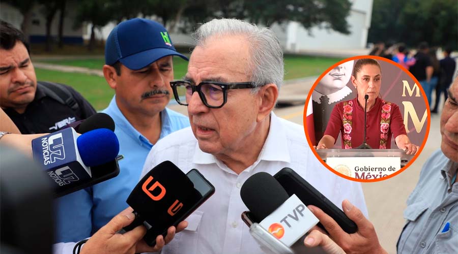 El gobernador del estado, Rubén Rocha Moya, hablando a medios de comunicación sobre reunión entre empresarios y Claudia Sheinbaum