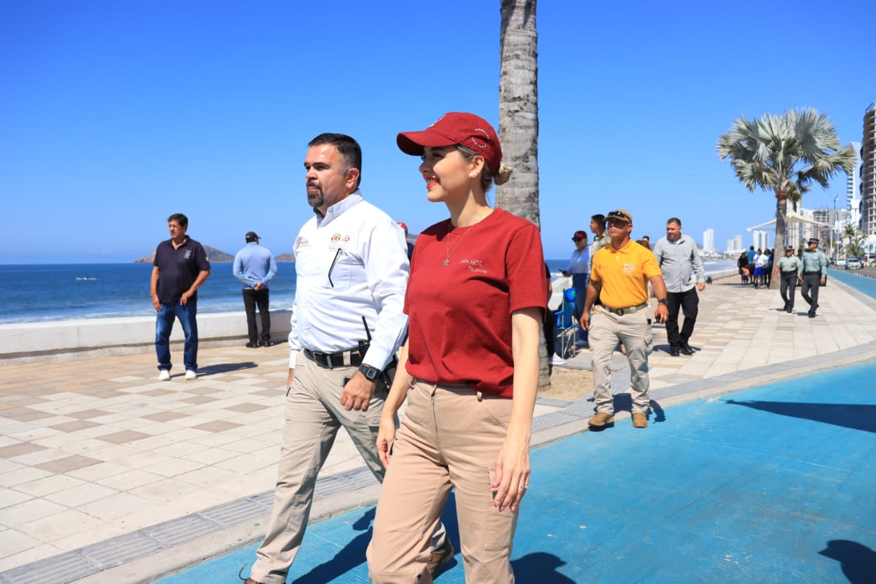 Alcaldesa de Mazatlán en operativo por el malecón