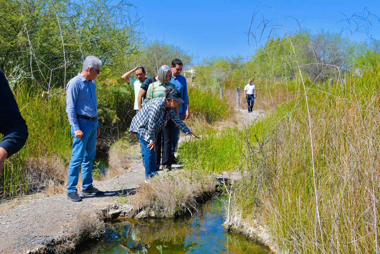 personas en un camino junto a un arroyo