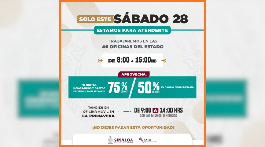 Sates convoca a sinaloenses a ponerse a corriente con el programa de descuentos