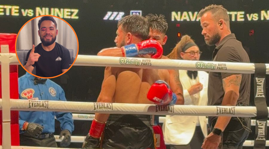 En grande dos boxeadores abrazándose y en circulo el Sugar Nuñez