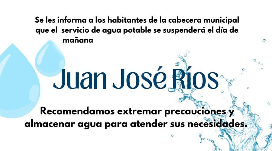 Recorte de aviso de suspensión del servicio de agua potable en Juan José Ríos, Sinaloa