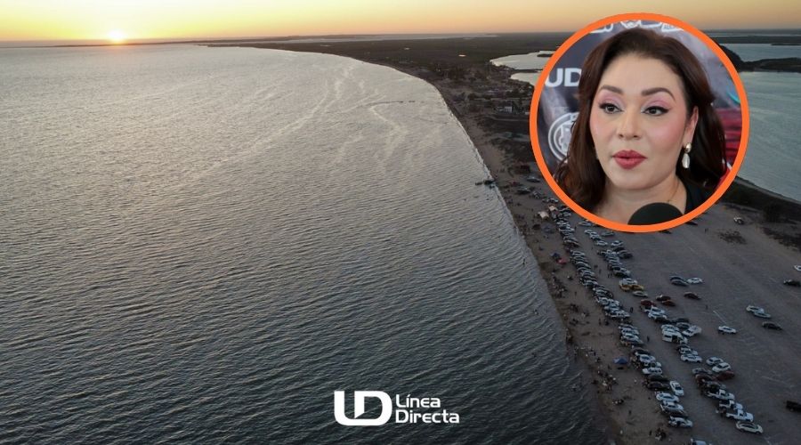 Bahía de Topolobampo junto a un circulo con Arianna Carrera Ugarte