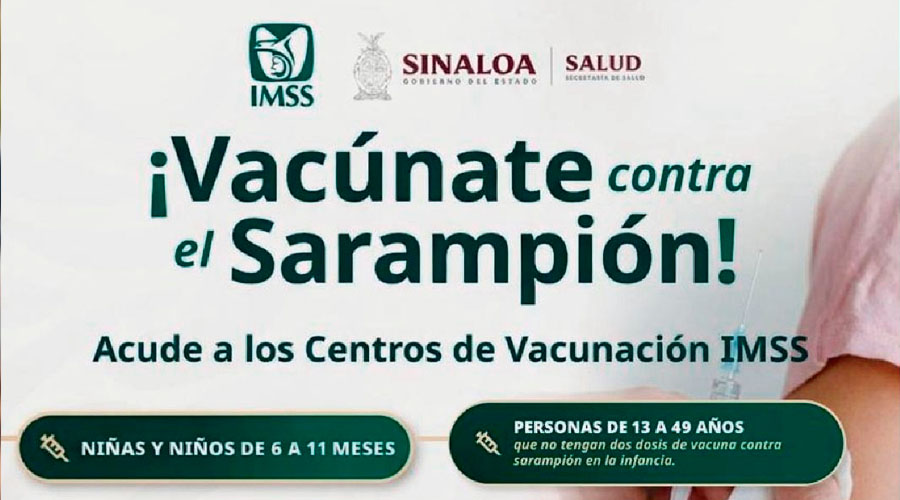 Invitación a vacunarse contra el sarampión en Sinaloa