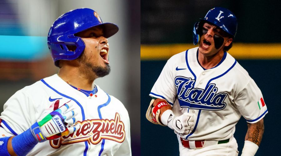 Jugadores de los equipos de Venezuela e Italia