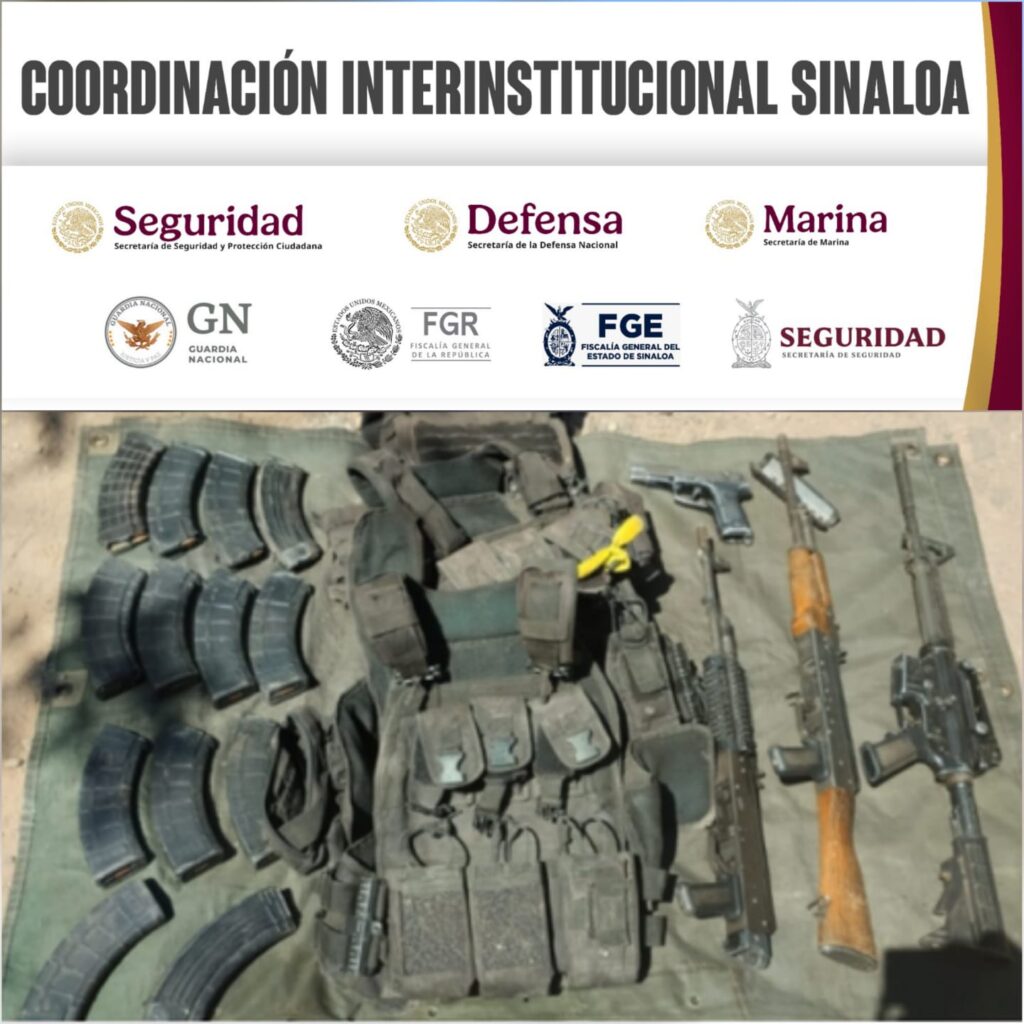 Cuatro armas, cargadores y cartuchos