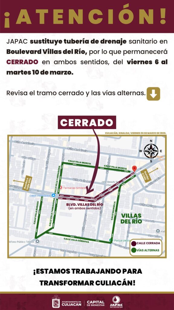 Imagen con un croquis indicando las zonas que estarán cerradas