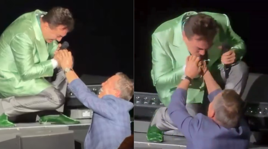 El momento que elogia Cristian Castro a Julio César Chávez en su concierto.