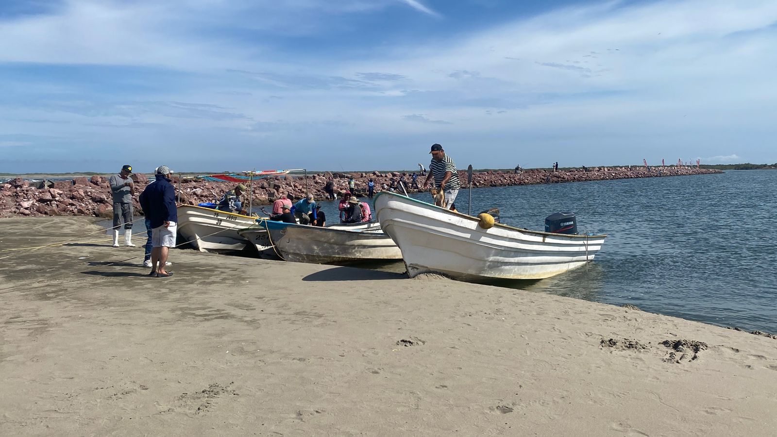 barcos en el puerto y personas en el lugar