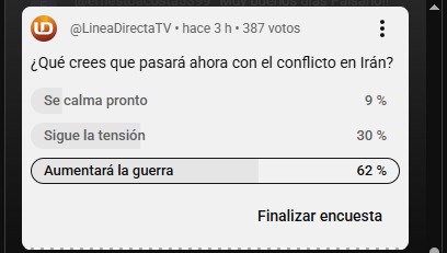 encuesta digital en el canal de youtube de línea directa