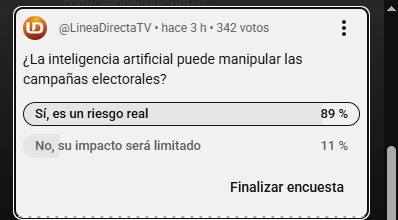 Captura de pantalla de una encuesta realizada en YouTube