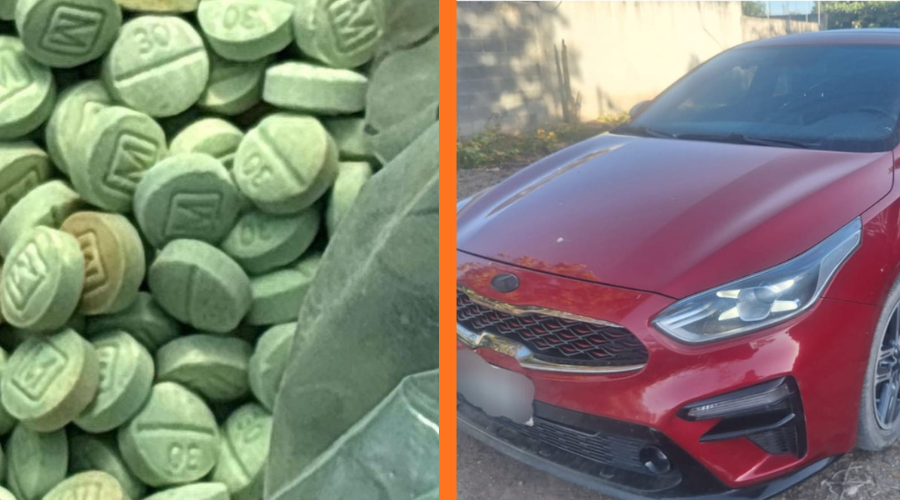 Pastillas de fentanilo y vehículo