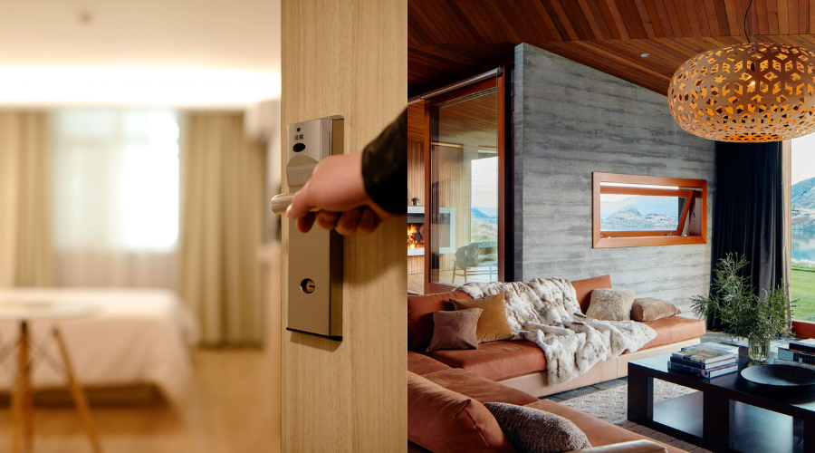 puerta de entrada de hotel y un airbnb