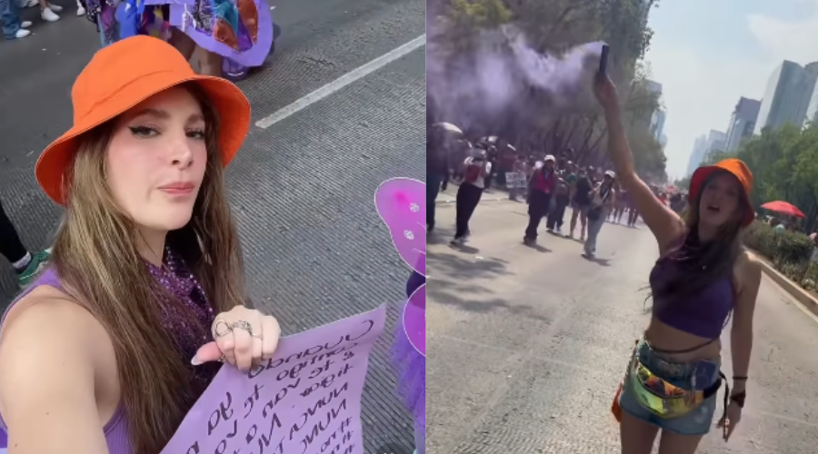 Imelda Tuñón en la marcha 8m en la Ciudad de México.