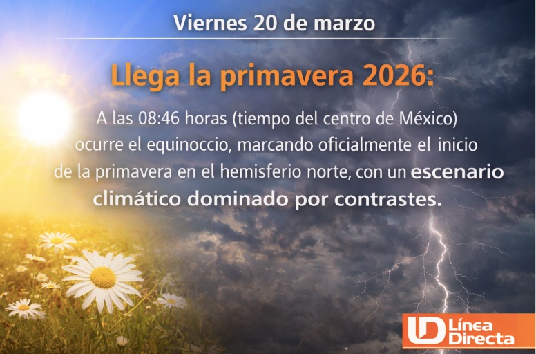 Imagen conn texto con información de la llegada de la primavera 2026
