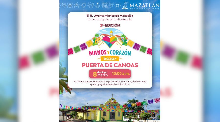 Invitación a bazar Manos y Corazón en Puerta de Canoas, Mazatlán