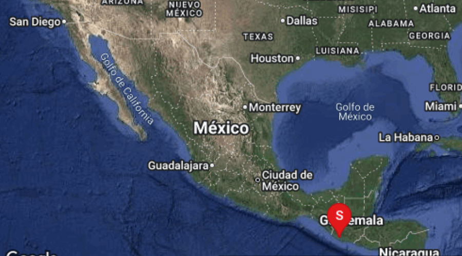 mapa con reporte de sismo en México