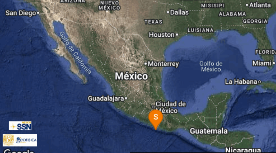 mapa con reporte de sismo en México