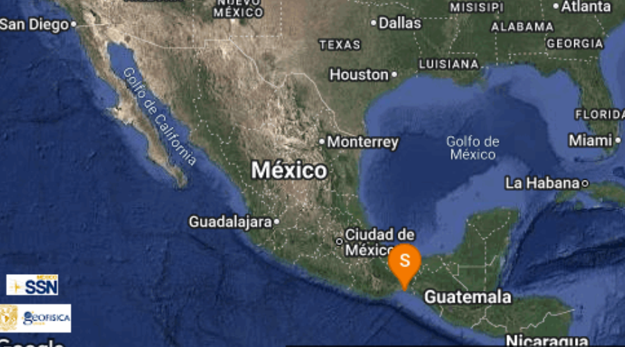 mapa con reporte de sismo en México