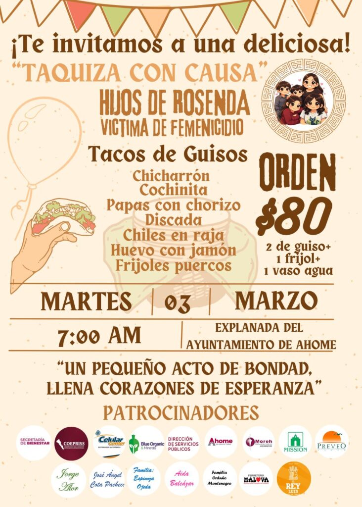 Invitan a la ciudadanía de Los Mochis a la "taquiza con causa"